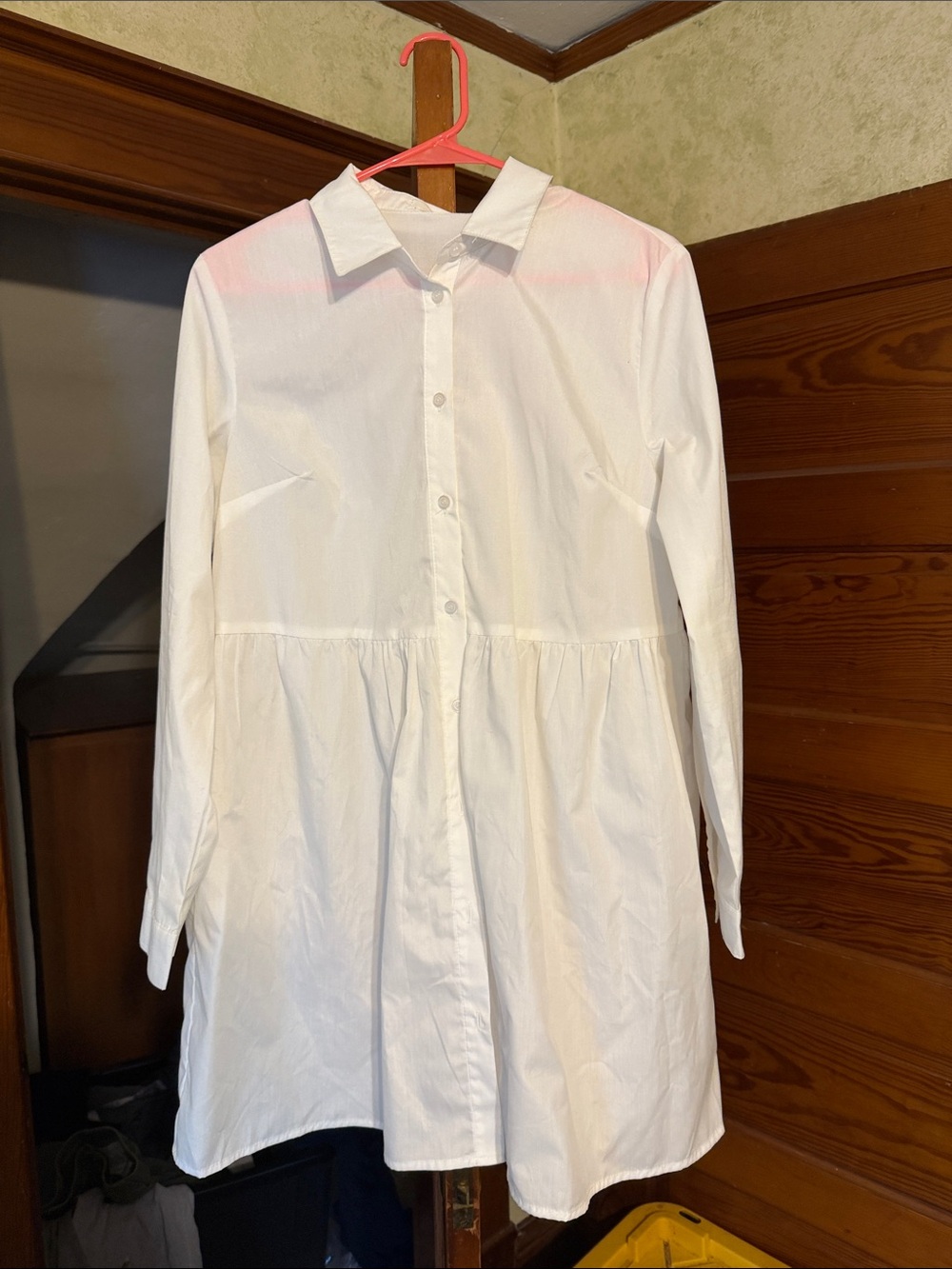 Cherish White Long-Sleeve Button Shirt Dress
